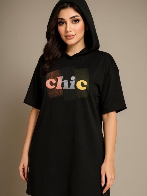تیشرت باکسی کلاه دار chic
