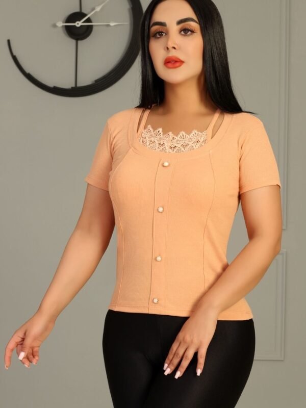 تیشرت یقه خشتی گیپور کنفی